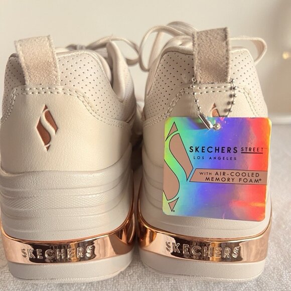 SKECHERS Womens Sz 11 Street Los Angeles UNO PRIMA Shinyair Athletic Shoes Beige - Picture 3 of 16